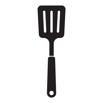 Black silhouette icon of a slotted kitchen turner