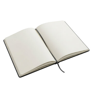 Open blank notebook with bookmark isolated on white background for mockup design.