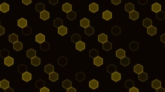Crypto Gold Premium Hexagon Tech Hive Seamless Loop Background - 4K Seamless Loop