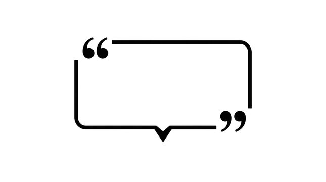 Minimalist speech bubble with quotation marks, vector graphic design element for quotes and text highlights isolated on transparent background