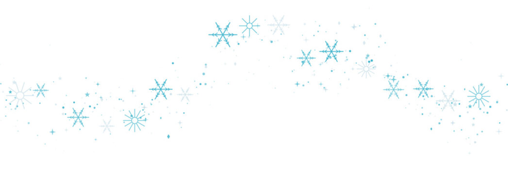 Gentle winter snowflakes drift across a clean white background during a soft snowfall creating a magical frosty effect