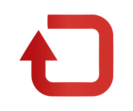 Red reload or refresh arrow symbol isolated on transparent background.