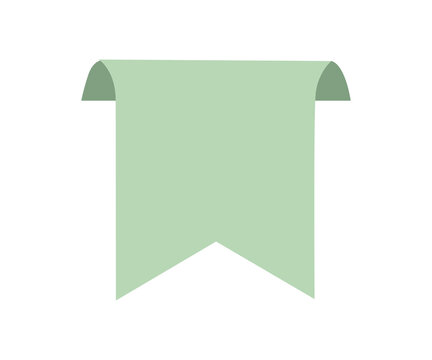 Light green ribbon bookmark isolated on transparent background blank for text.