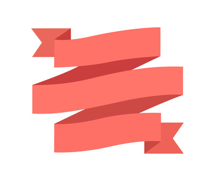 Coral zig zag ribbon banner blank for text isolated on transparent background creative.