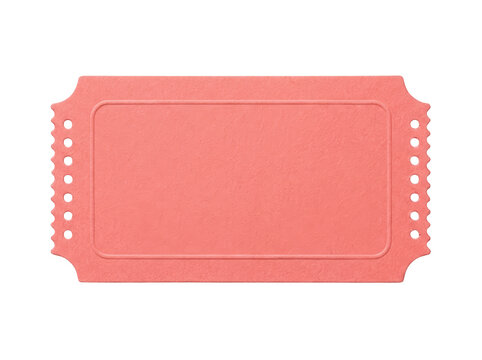 Blank pink raffle ticket isolated on transparent background