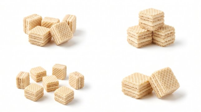Small square wafer cookies with cream filling