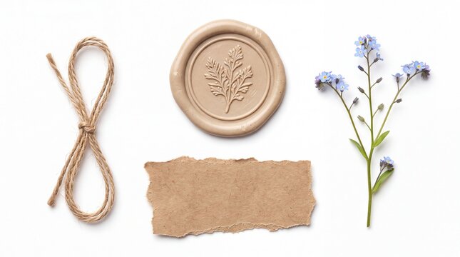 Wax seal with vintage paper and dried flowers