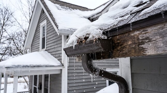 Photorealistic microstock photo of melting snow dripping fro