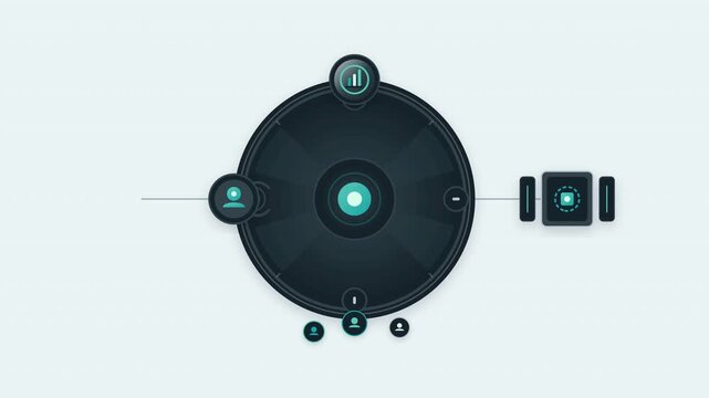 Premium business growth flywheel showing a continuous strategic growth cycle with a refined corporate technology aesthetic