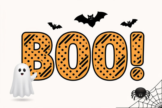 Fun halloween boo text with spooky graphics