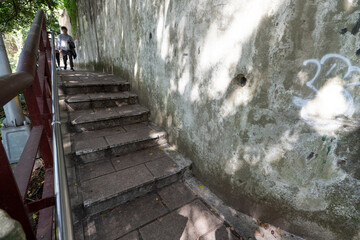 Obraz premium Lush Green Hiking Path on Section 5 of the Taipei Grand Trail in Neihu, Taiwan