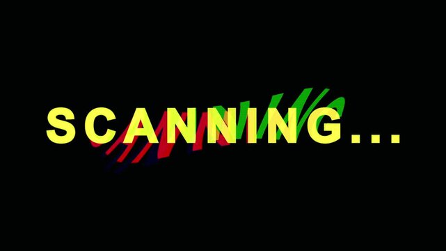 Animated glowing energy lines with scanning text effect in dark background
