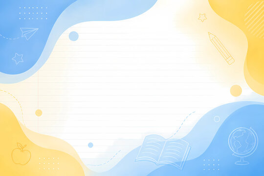 Abstract education gradient background soft pastel blue yellow notebook texture