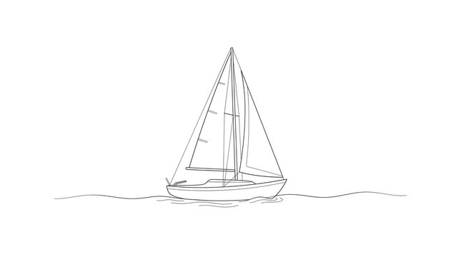 Minimalist Line Art Illustration of a Sailboat