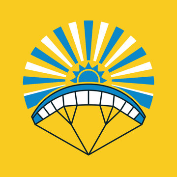 Vibrant Sunrise Over Paraglider Wing Graphic Design