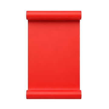 Red paper scroll isolated on white background for announcement or message display