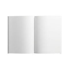 Fototapeta premium Open blank book mockup with white pages isolated on a transparent background
