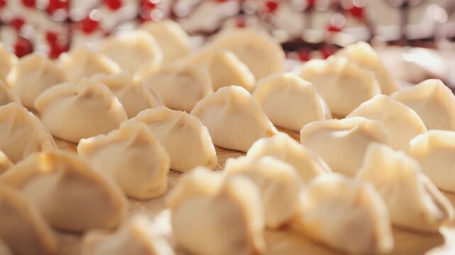  Chinese New Year celebration montage, writing fu character, making dumplings, red lanterns, family reunion dinner Lunar New Year footage