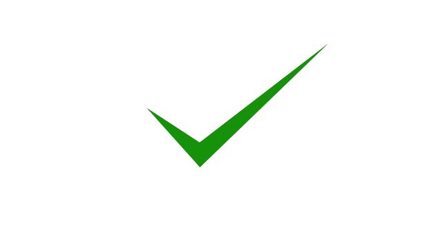 Green Check Mark Icon Animation, Right Tick Symbol, Approval and Success Indicator, 4K Motion Graphics