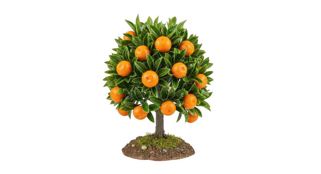 Small orange tree with ripe fruits isolated on white background