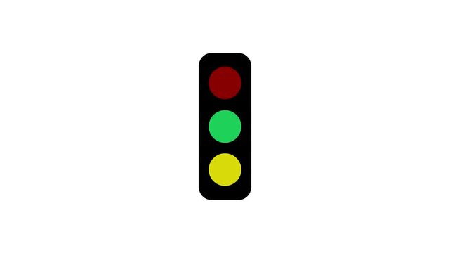 Animated Traffic Signal Red Light, Stop and Road Safety Warning Symbol, 4K Motion Graphics video