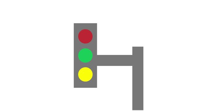 Animated Traffic Signal Red Light, Stop and Road Safety Warning Symbol, 4K Motion Graphics video