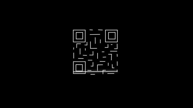 Animated QR Code Scanning Interface with Digital HUD Elements for Mobile Payment and Data Access