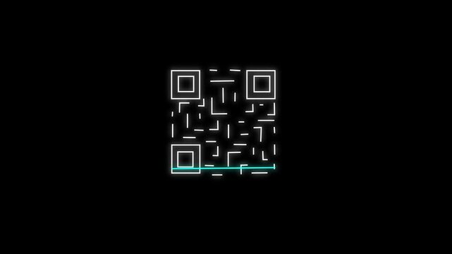 Animated QR Code Scanning Interface with Digital HUD Elements for Mobile Payment and Data Access