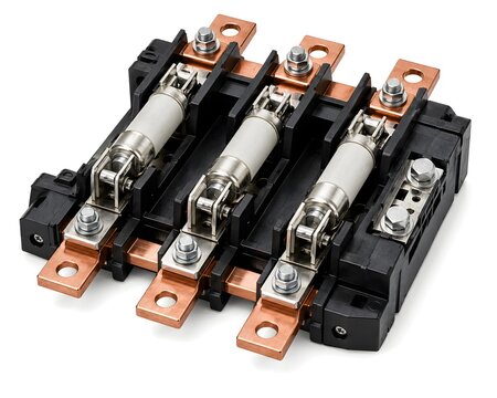 High Current Busbar Circuit Breaker Module Isolated on White Background