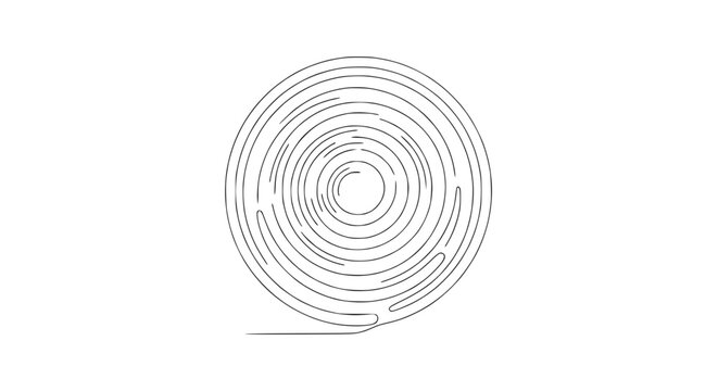Abstract Spiral Maze Design, Circular Line Art, Isolated on Transparent Background