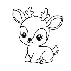 Minimalist Cute Reindeer Outline Icon Illustration © milami