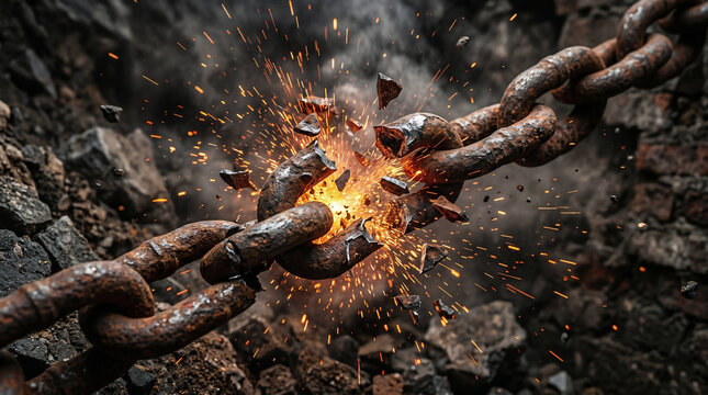 The terrifying earthquake violently shaking the Philippian prison, snapping the heavy iron chains of Paul and Silas