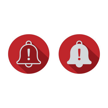 Red notification icons with alarm bells and exclamation marks on white background