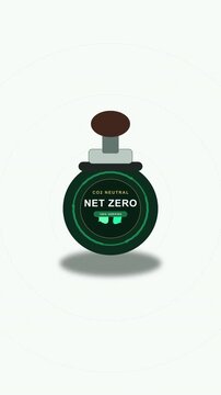 Net zero symbol stamp and hand stamping impact animation co2 neutral ecology environment carbon emi