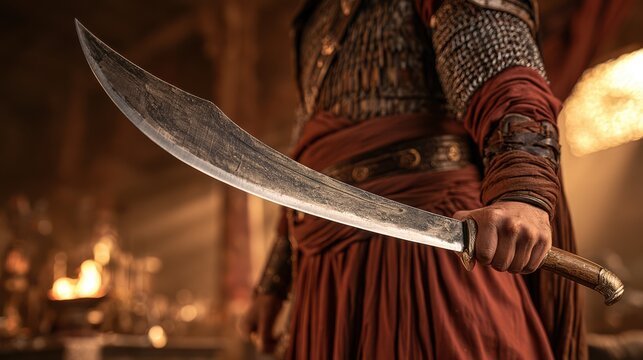A dramatic side lighting effect highlights an Assyrian warrior, emphasizing strong contrasts and a cinematic visual style in a powerful historical portrayal.