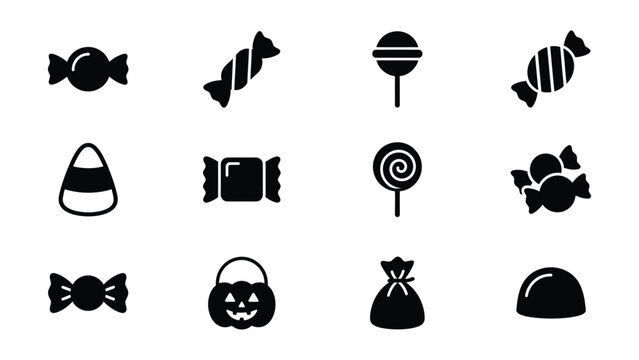 Halloween themed candy icons with transparent background for creative projects