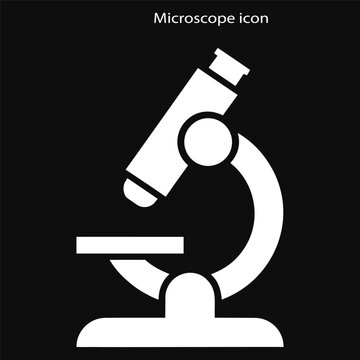 Bold laboratory microscope science research vector icon on dark background