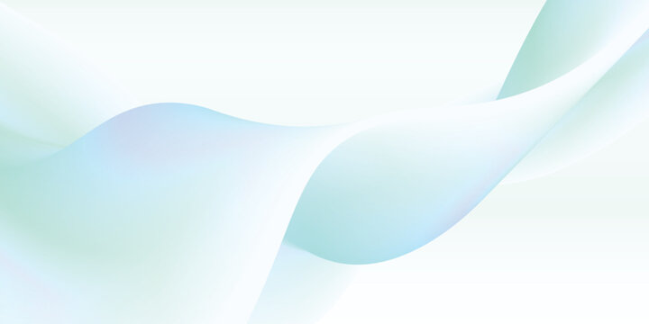 Clean minimalist white background with soft pastel green and blue flowing 3D waves