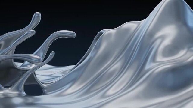 abstract liquid silver chrome metallic wave background motion loop