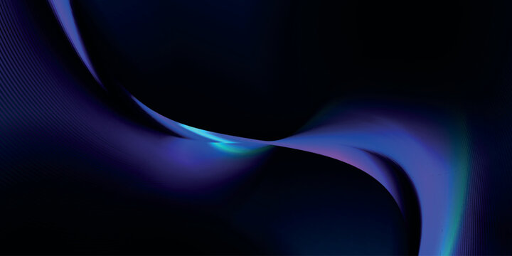 Glowing neon blue and purple abstract wave on dark background