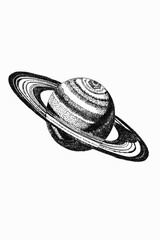 Planet saturn with rings vector illustration in black and white engraved stippled style solar system celestial body © Wahyutri