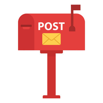 World Post Day red postbox mailbox vector illustration symbol graphic for global postal communication service badge