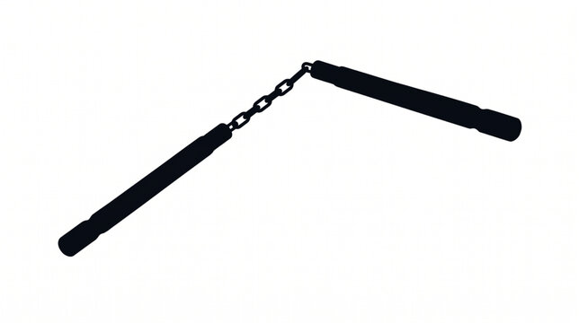 Black silhouette of nunchaku martial arts weapon
