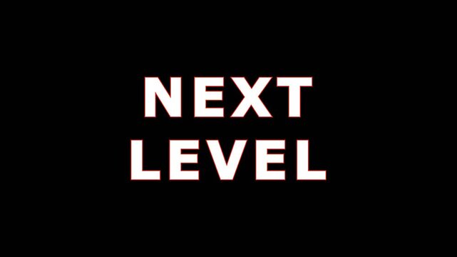 Next Level text with dragon logo animation in dynamic red and white on black