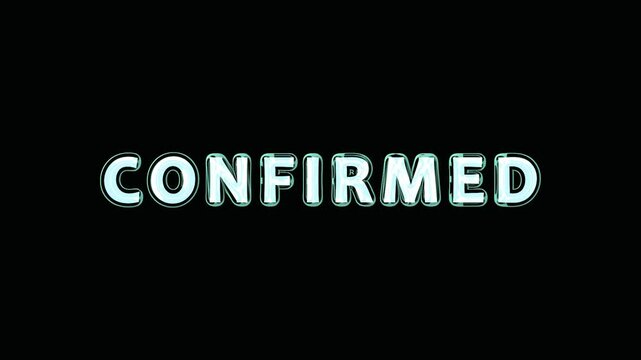 Six Confirmed Text Elements Appearing Sequentially On Black Background With Subtle Lighting