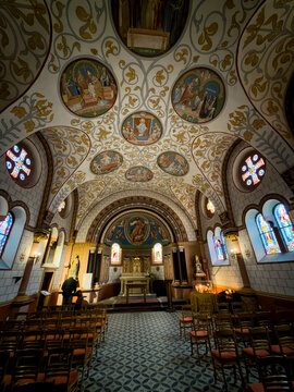 Saint leo chapel ceiling frescoes in eguisheim, alsace