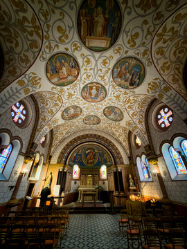Saint leo chapel interior architecture and religious murals