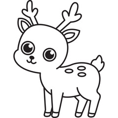 Obraz premium Cute Deer Coloring Page Illustration