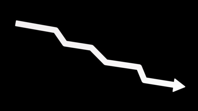 downward white arrow graphic 4k motion graphic animation.