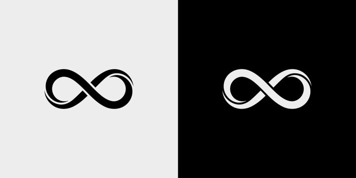 Infinity loop symbol with stylized flowing lines for modern branding represents continuous cycles eternal connection unlimited possibilities for digital art.